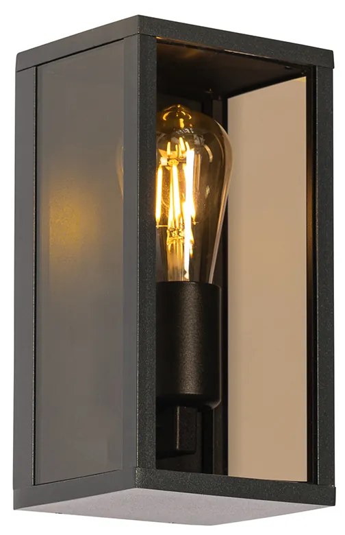 Lampada da parete per esterni nera con vetro fumé 26 cm IP44 - Charlois