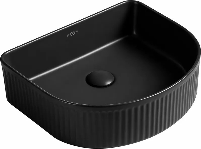 Mexen Grovo lavabo da appoggio scanalato 41 x 36 cm, nero opaco - 22304285