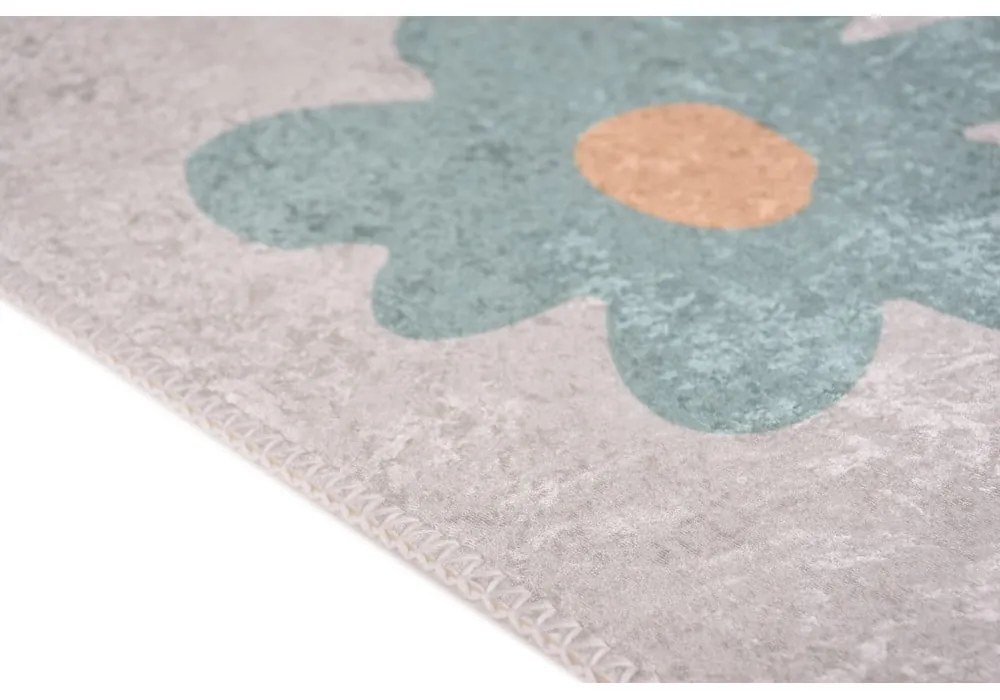 Passatoia color menta e avorio lavabile 80x200 cm Cute Flowers Green – Vitaus