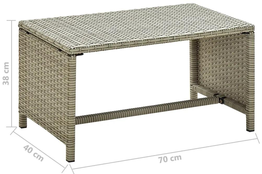 Tavolino da salotto beige 70x40x38 cm in polyrattan