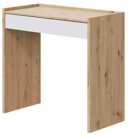 Scrivania Con Cassetto 77x82x40 Effetto Legno Bianco E Rovere Noa