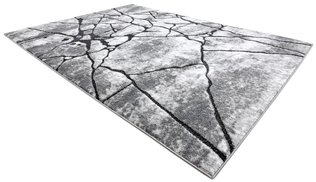 Tappeto moderno COZY 8873 Cracks, calcestruzzo incrinato - Structural due livelli di pile grigio scuro