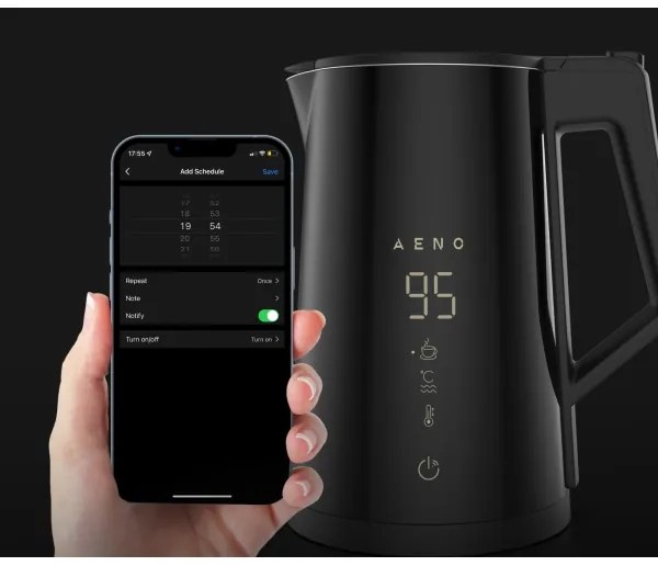 AENO - Bollitore smart con LED display 1,7 l 2200W/230V nero