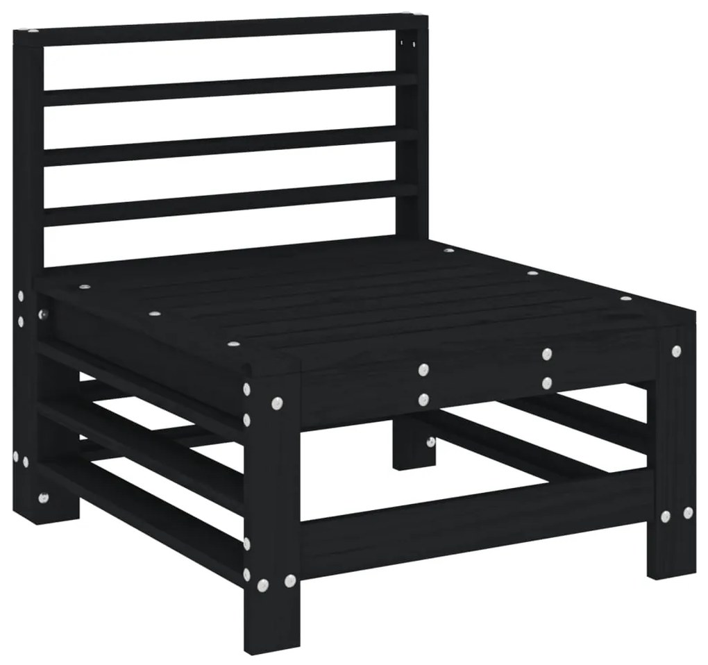 Set Salotto da Giardino 6 pz Nero in Legno Massello di Pino