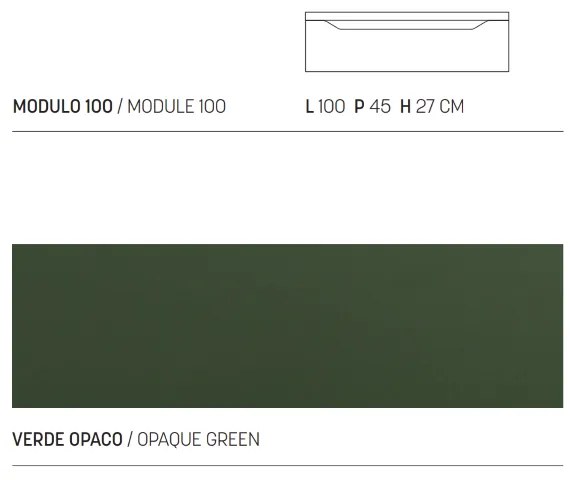 Cassetto da bagno sospeso 100 cm Verde Opaco - GIGLIO