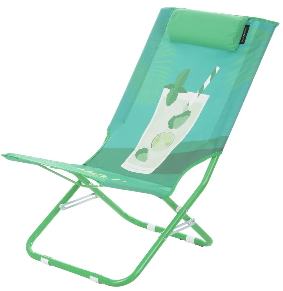 Spiaggina pieghevole Mojito verde con poggiatesta
