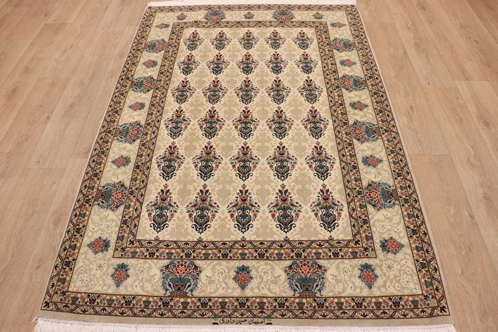 Isfahan Tappeto 150 x 220 (Iran) Annodato A Mano
