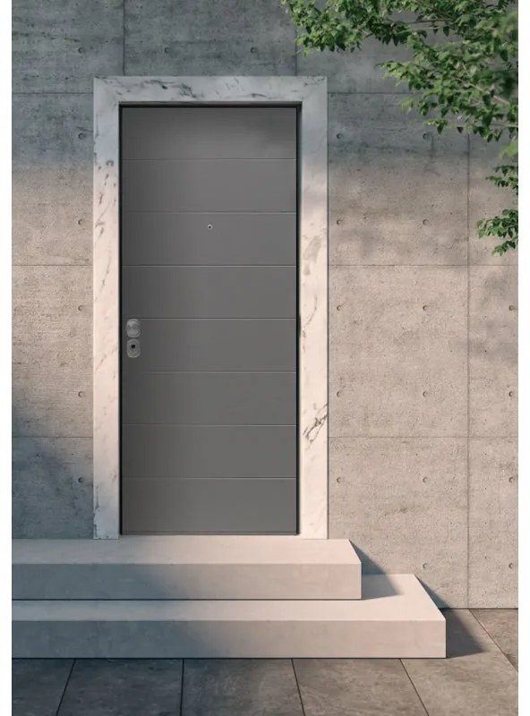 Porta blindata YALE Dove L 80 x H 210 cm grigio/noce apertura destra