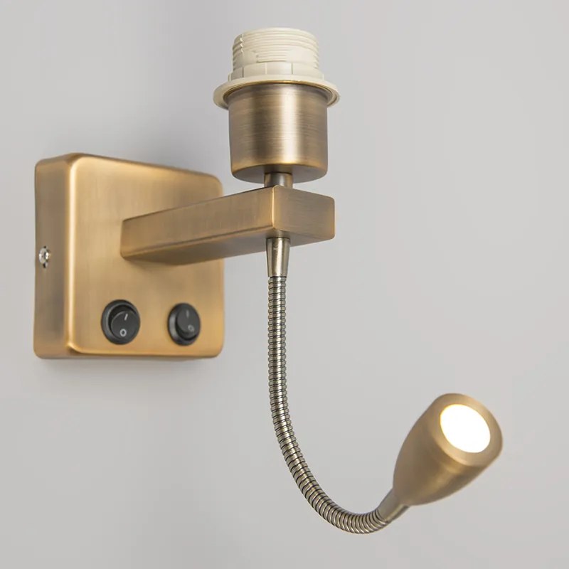 Lampada da parete bronzo con braccio di lettura incl. LED - Brescia Combi