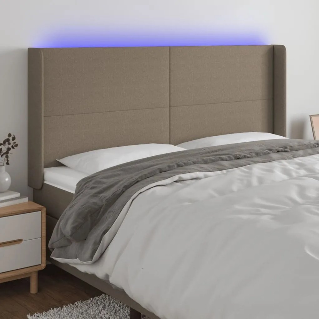 Testiera A Led Tortora 203x16x118/128 Cm İn Tessuto /