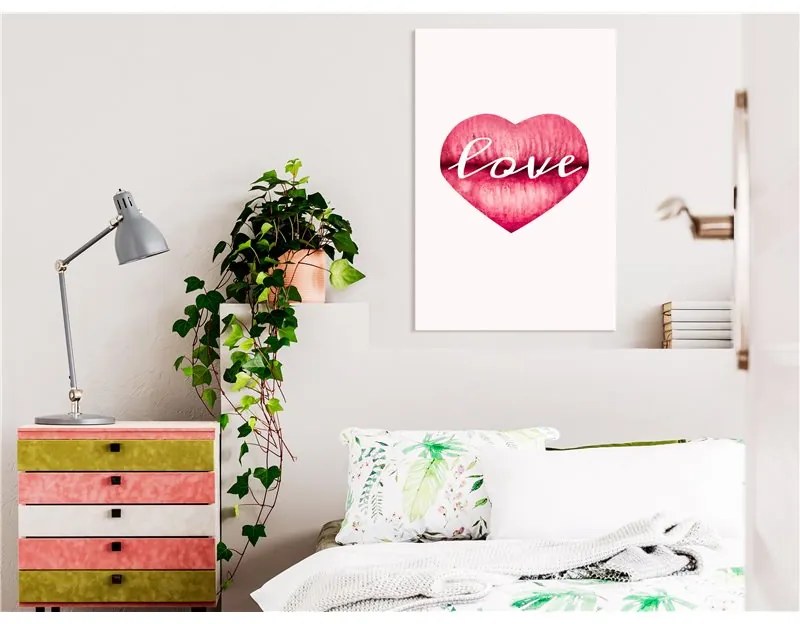 Quadro Love Lips (1 Part) Vertical  Colore Bianco, Dimensioni e Misure 40x60