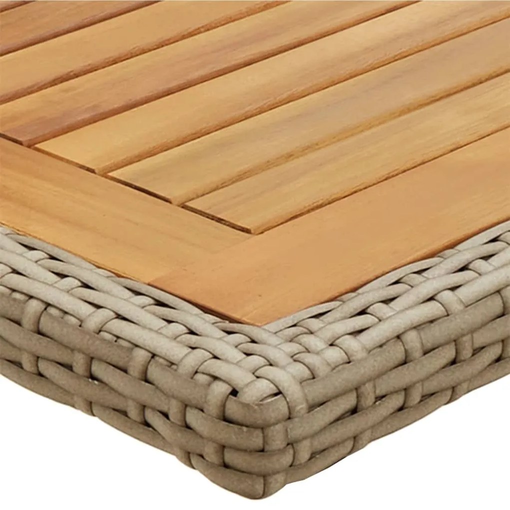 Tavolo da giardino beige legno massello di acacia e polyrattan