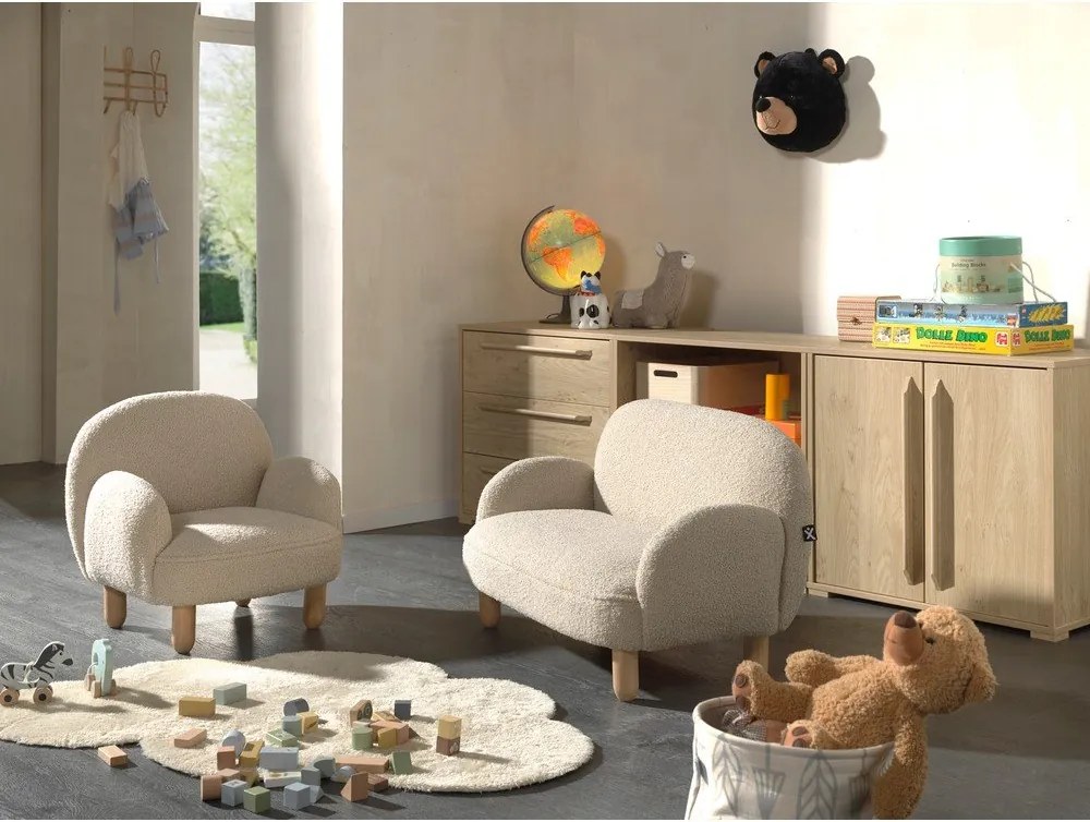 Divano per bambini beige con rivestimento in bouclé 89 cm Rocky – Vipack