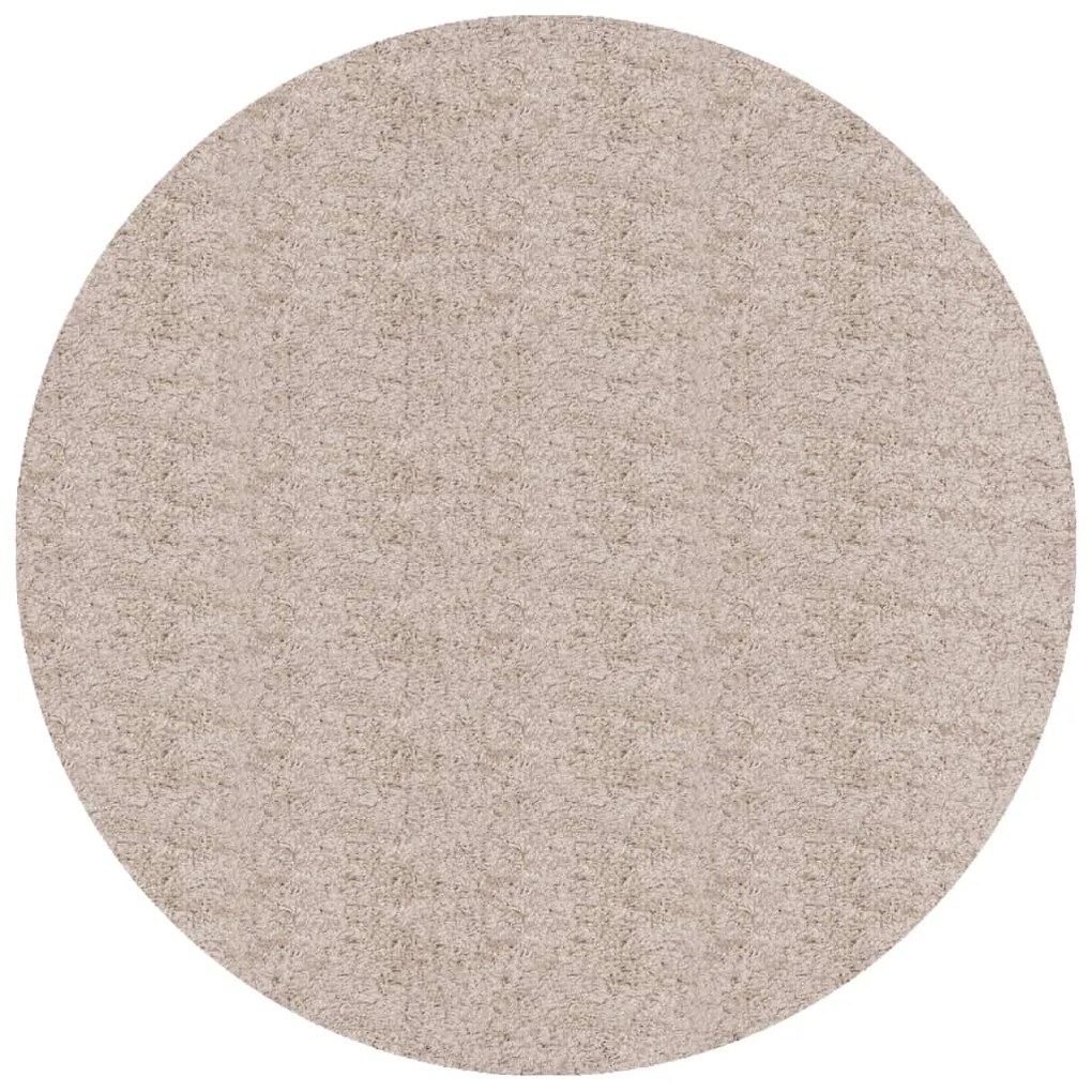 Tappeto Shaggy a Pelo Lungo Moderno Beige Ø 80 cm