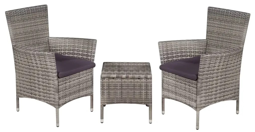 Set Da Bistrot 3 Pz İn Polyrattan Grigio /
