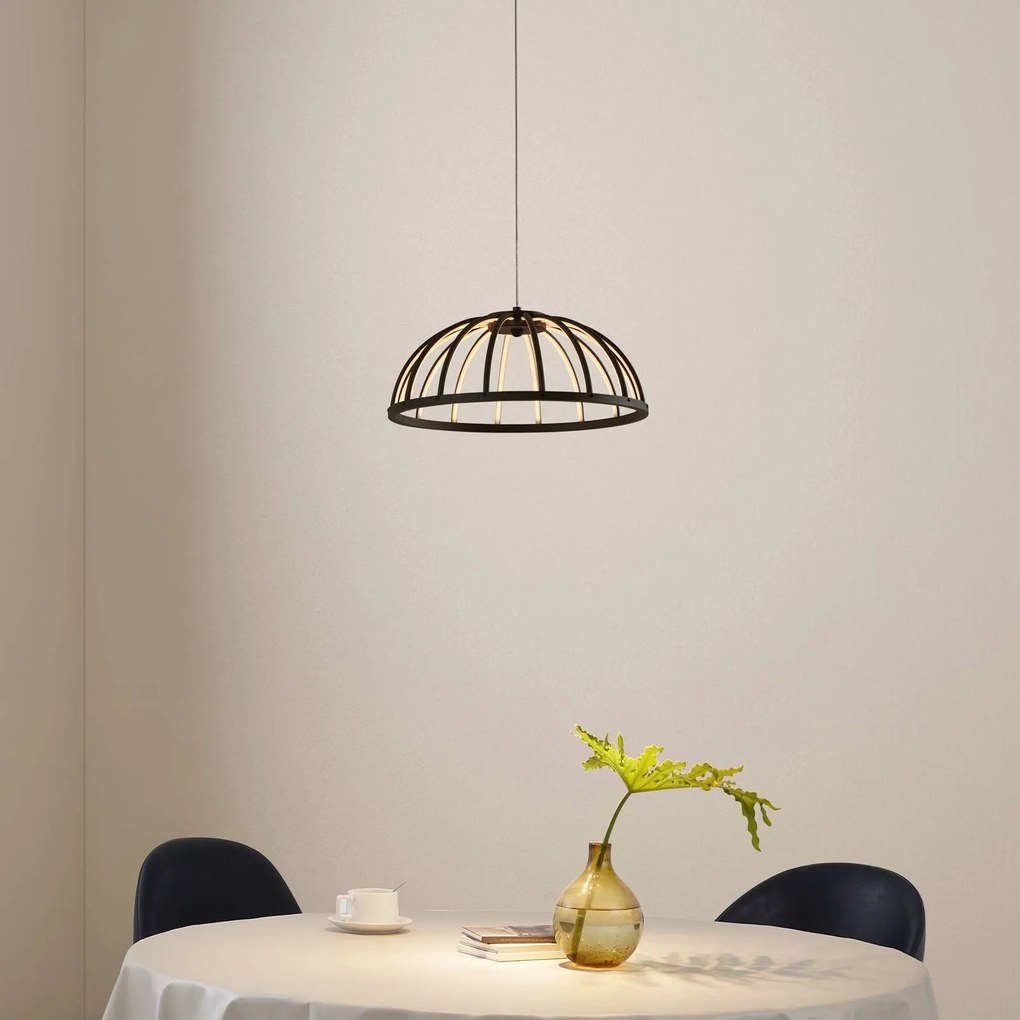 Lampada LED a sospensione Lucande Attea, nero, Ø 40 cm, alluminio Attea Lucande, dimmerabile, Nero, Soggiorno / Sala da pranzo, Alluminio, Moderno