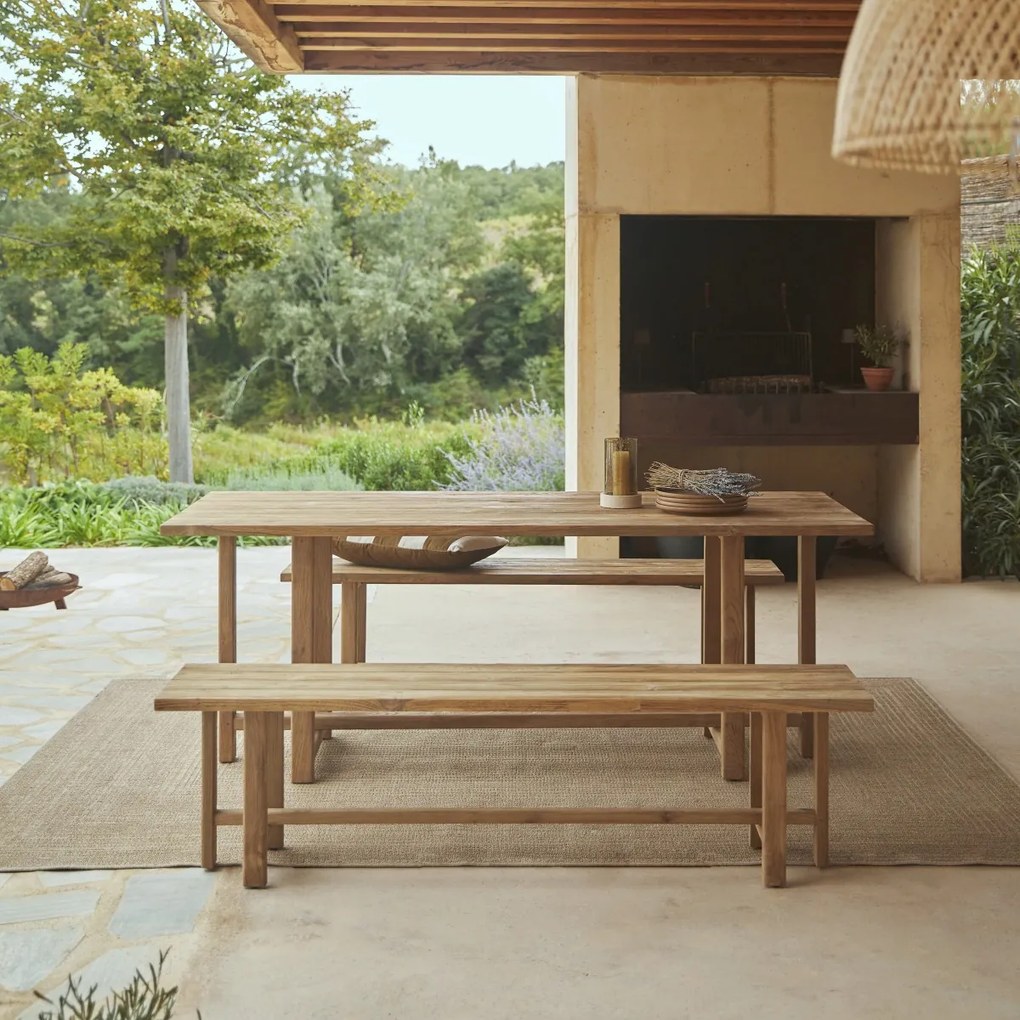 Tikamoon - Set di mobili da giardino in legno di teak massello riciclato Antonia, 6 posti