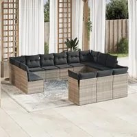 Set Divani Giardino 13 pz con Cuscini Grigio Chiaro Polyrattan 3250291