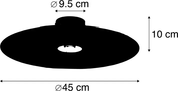 Plafoniera nera con paralume piatto color tortora 45 cm - Combi
