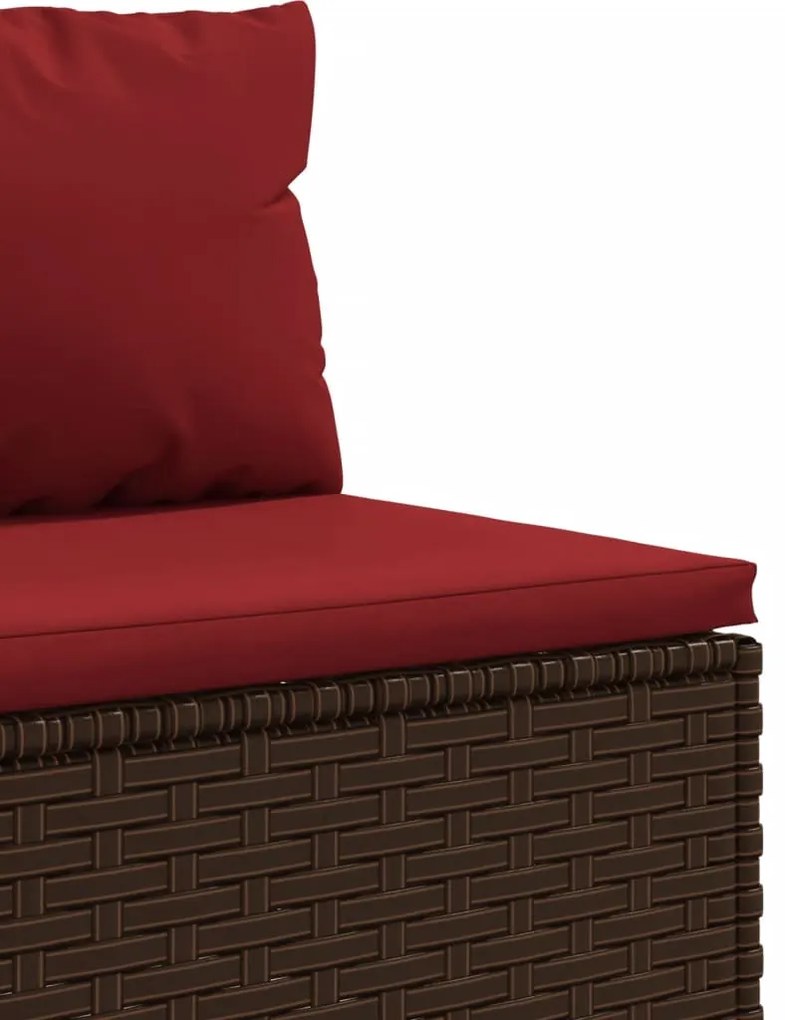 Set mobili da giardino 6pz con cuscini in polyrattan marrone