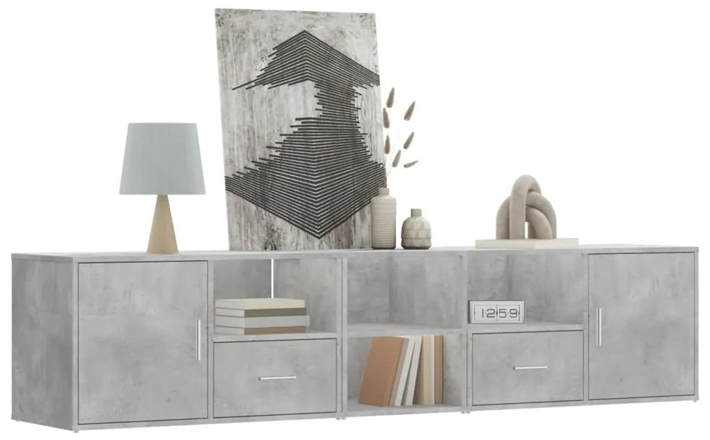 Mobile angolare grigio cemento 200x40x45 cm in truciolato