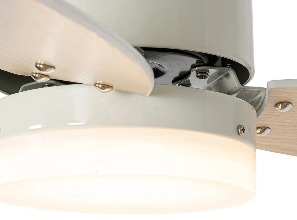 Ventilatore da soffitto per esterni bianco con stampa legno 91,3 cm con LED dimmerabile con telecomando IP44 - Toledo