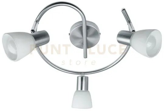 Spot mito nickel 3 luci attacco e14 32x9x19,2cm in vetro e metallo ...