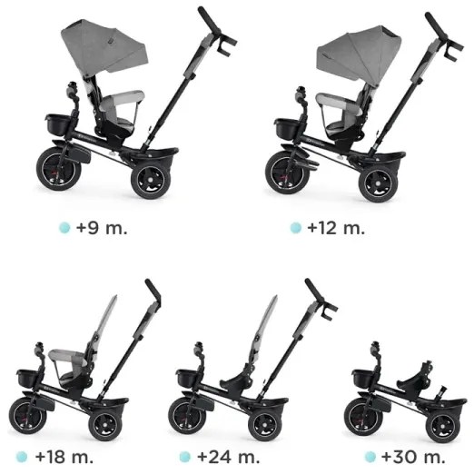KINDERKRAFT select - Triciclo per bambini 5in1 SPINSTEP grigio