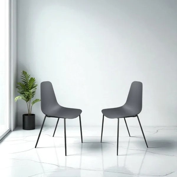 Sedia in polipropilene Grigio Scuro con gambe in metallo LUANA 2 sedie