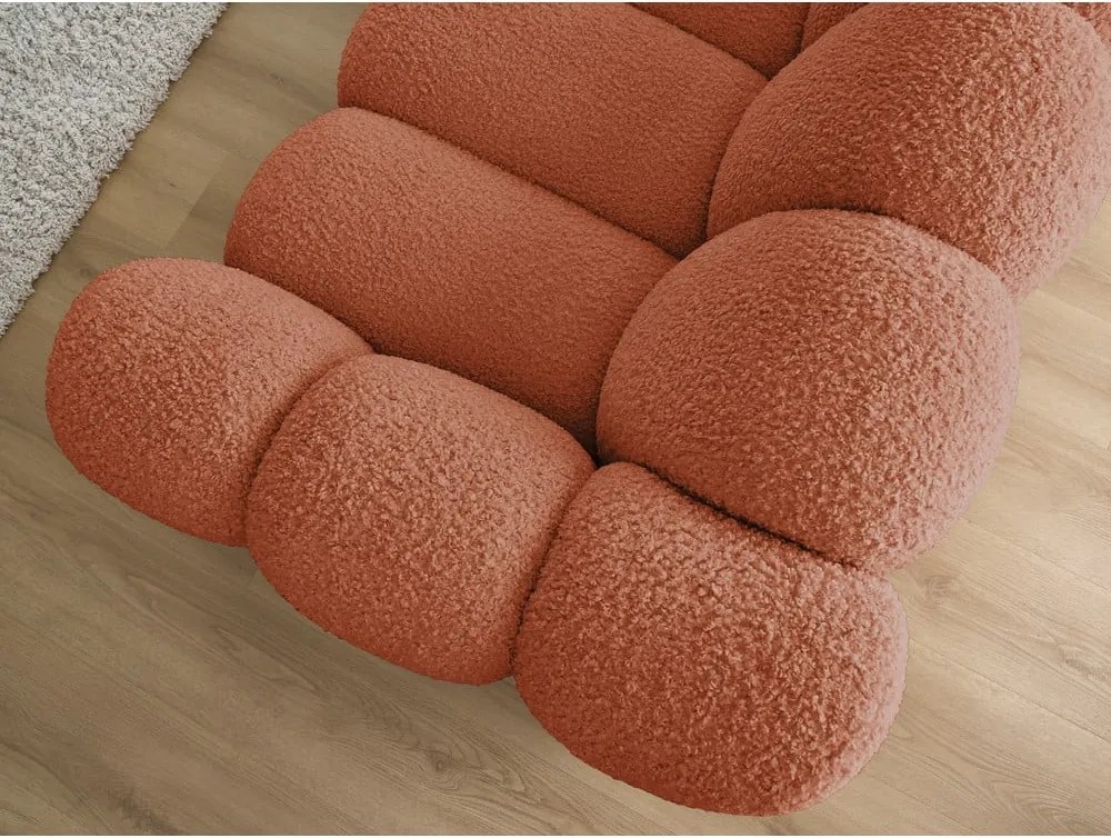 Divano color mattone con rivestimento in bouclé 232 cm Hippolyte – Bobochic Paris