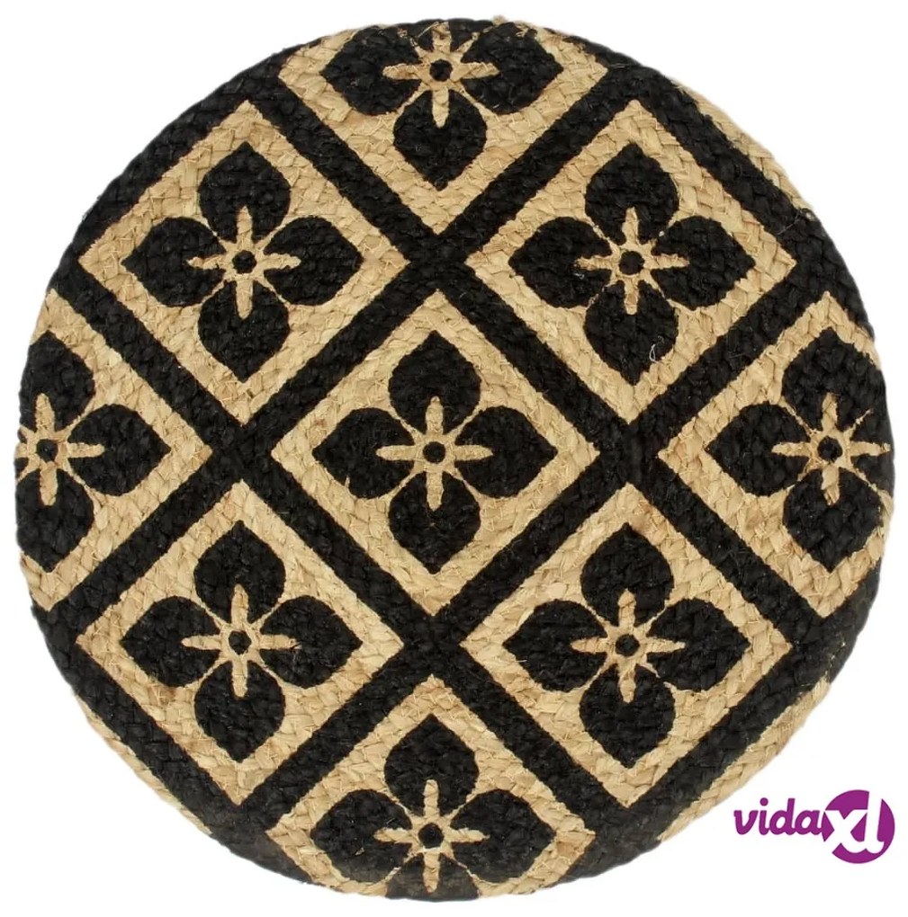 vidaXL Tovagliette 4 pz Nero 38cm Rotonde in Juta