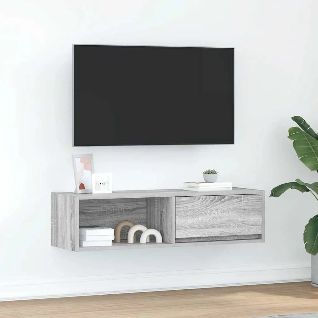Mobile Tv Grigio Sonoma 100x31x25,5 Cm İn Legno Multistrato /