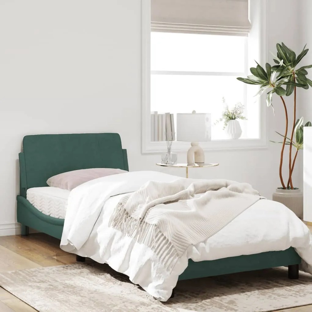 Giroletto con testiera verde scuro 80x200 cm in velluto
