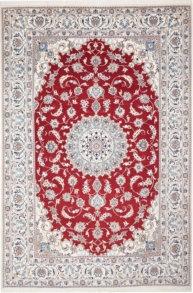 Nain Tappeto persiano 200 x 300 Rosso (Iran) Annodato A Mano