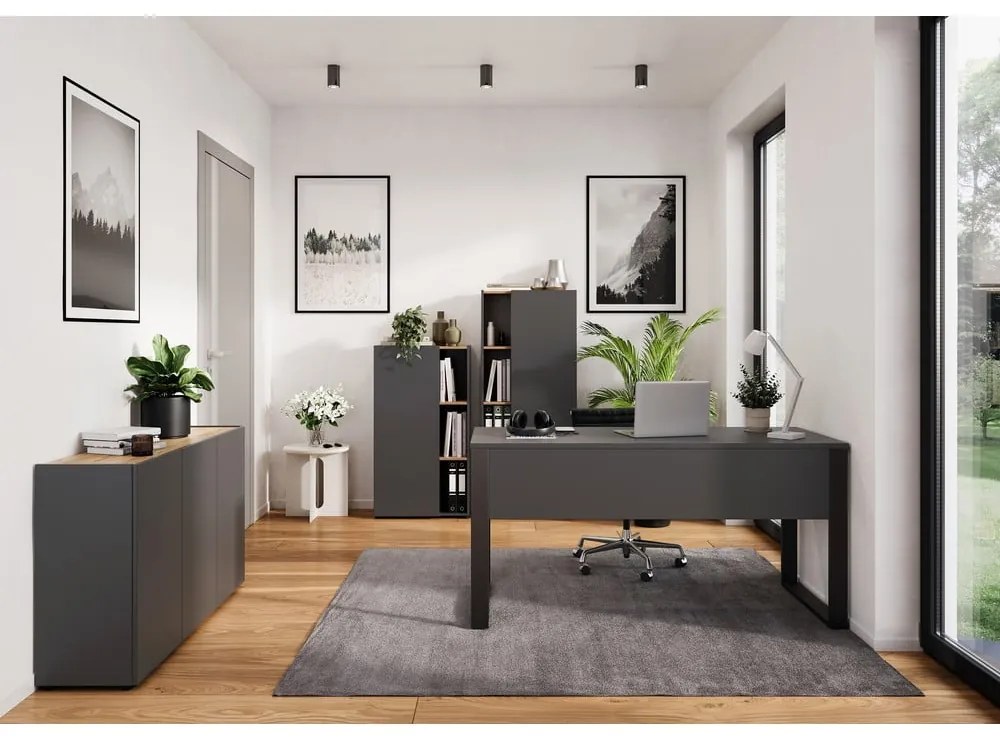 Libreria color antracite con effetto rovere 61x145x34 cm Adrano – Germania