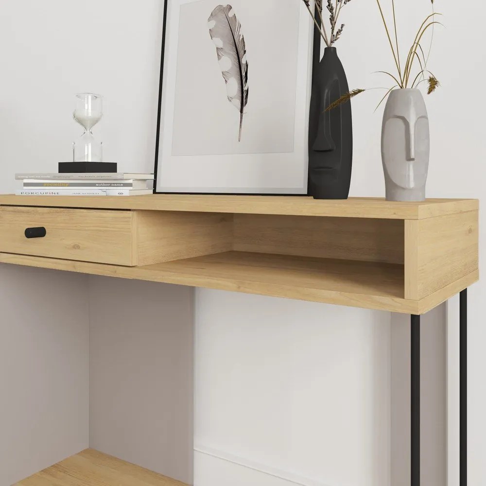 Consolle con piano in rovere decorato 35x100 cm Saturne - Marckeric