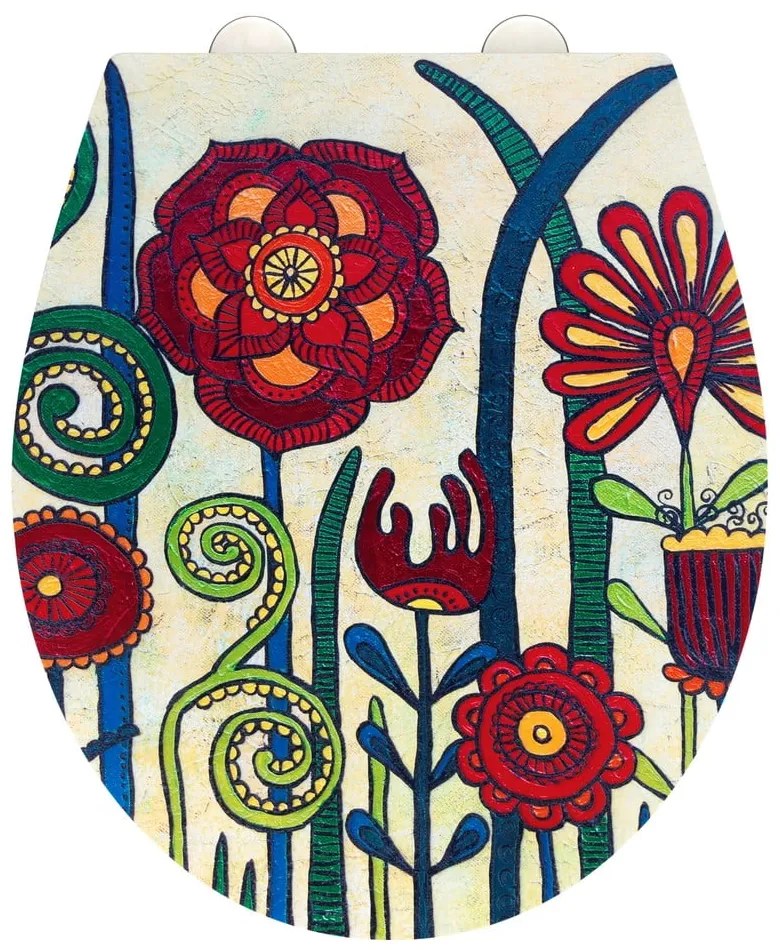 Sedile per wc con chiusura automatica 37 x 44,5 cm Rollin'Art Red Blossom - Wenko