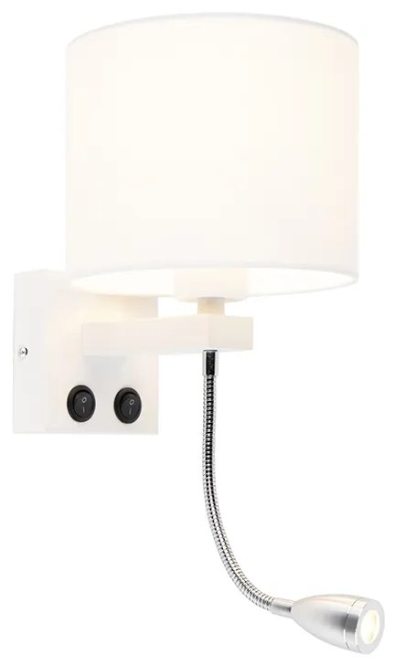 Lampada da parete moderna bianca con paralume bianco - Brescia