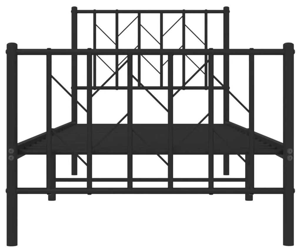 Giroletto con testiera e pediera metallo nero 80x200 cm