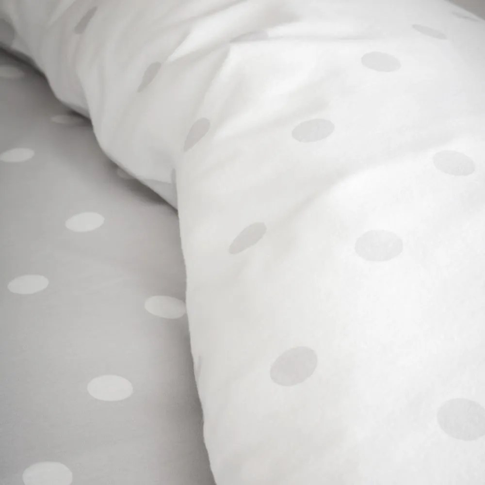 Set copripiumino e federa bianco e grigio in flanella per letto matrimoniale 200x200 cm Polka Dot – Catherine Lansfield