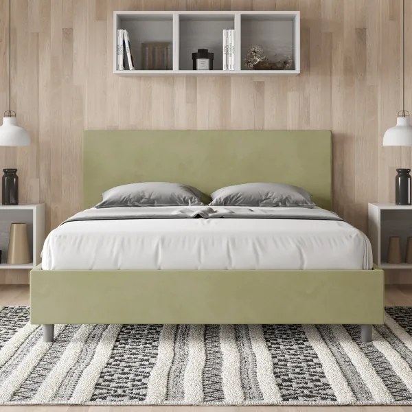 Letto matrimoniale e rete 160x190 in microfibra tč verde Adele