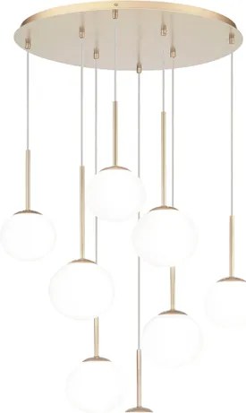 Lampada a sospensione JEWEL 70 cm in metallo e vetro soffiato 8 Luci Oro