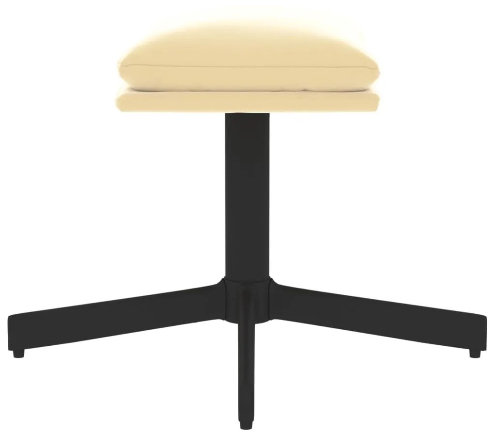 Poggiapiedi bianco crema 60x60x36 cm in velluto