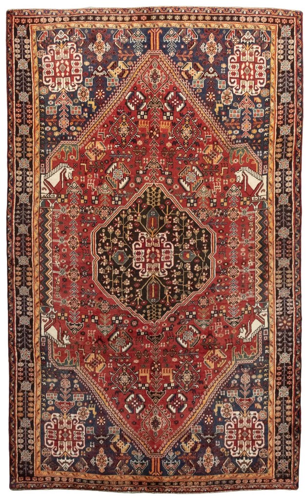 Shiraz Tappeto 260x160 Rosso (Iran) Annodato A Mano