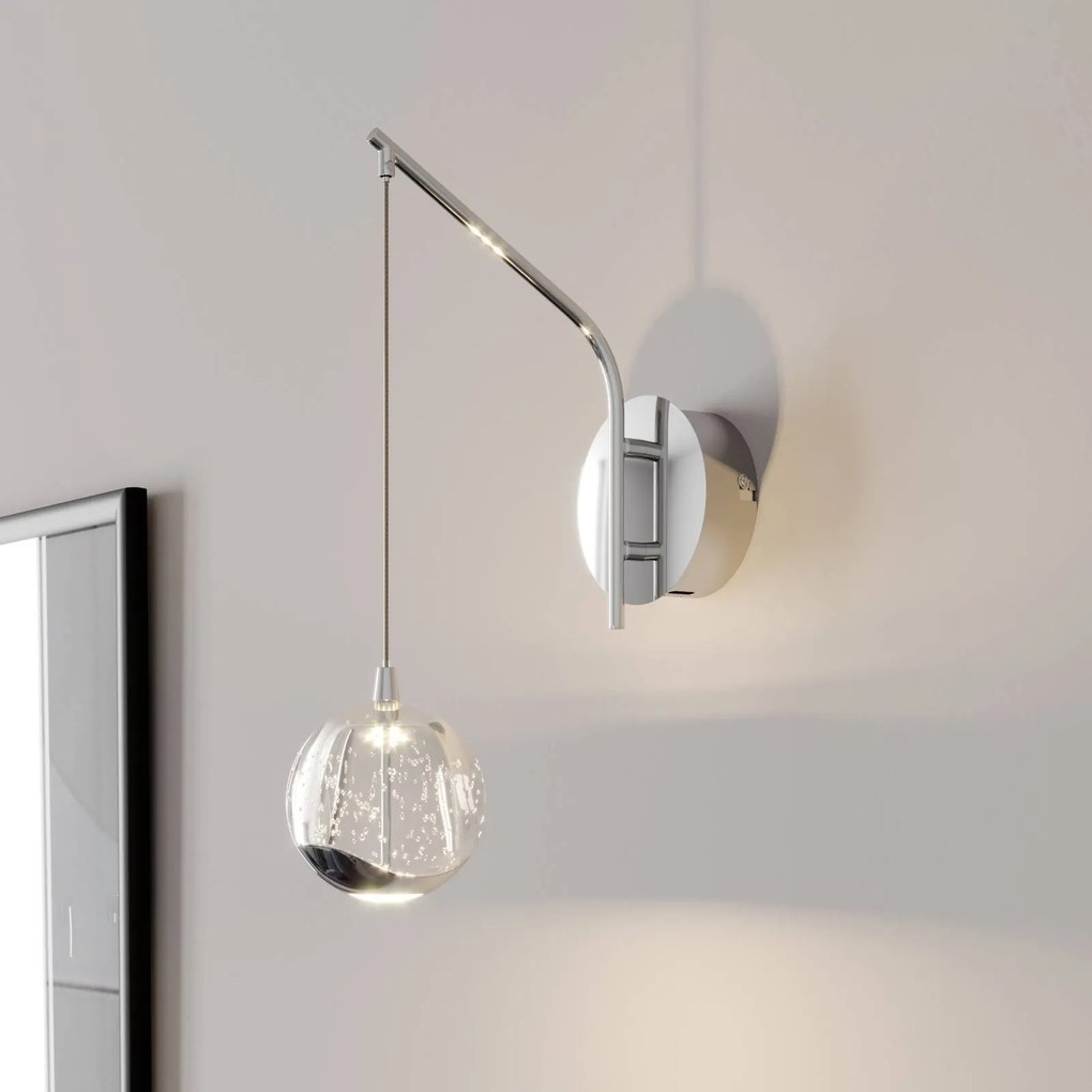 Applique da parete a LED Hayley Lucande, Chiaro / Trasparente, Soggiorno / Sala da pranzo, Vetro, Moderno, Applique a LED