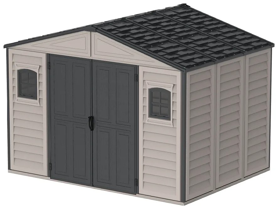 Duramax WoodBridge Plus II grande casetta da giardino in plastica 10,5 x 8 grigio