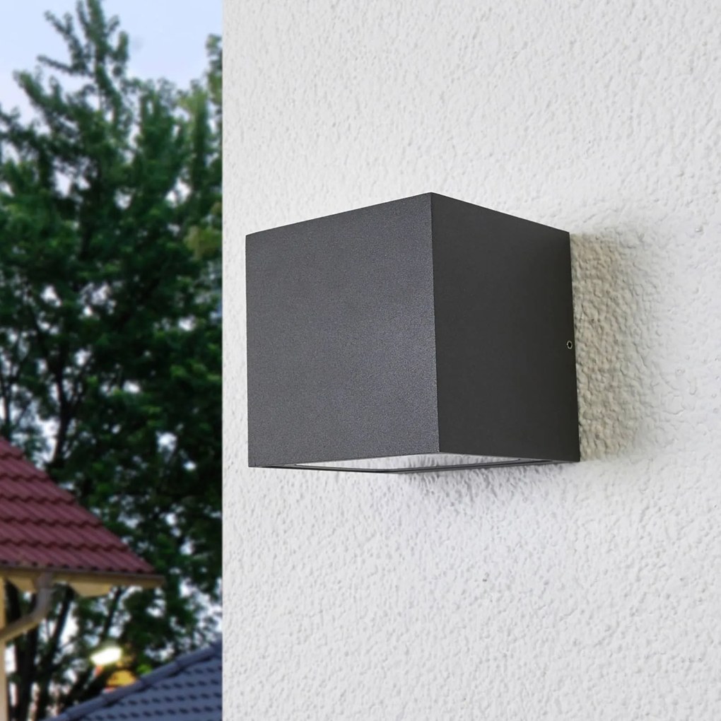 Applique da esterni a LED Merjem Lucande, Alluminio / Grigio / Zincato, Alluminio, Moderno, Applique LED da esterni