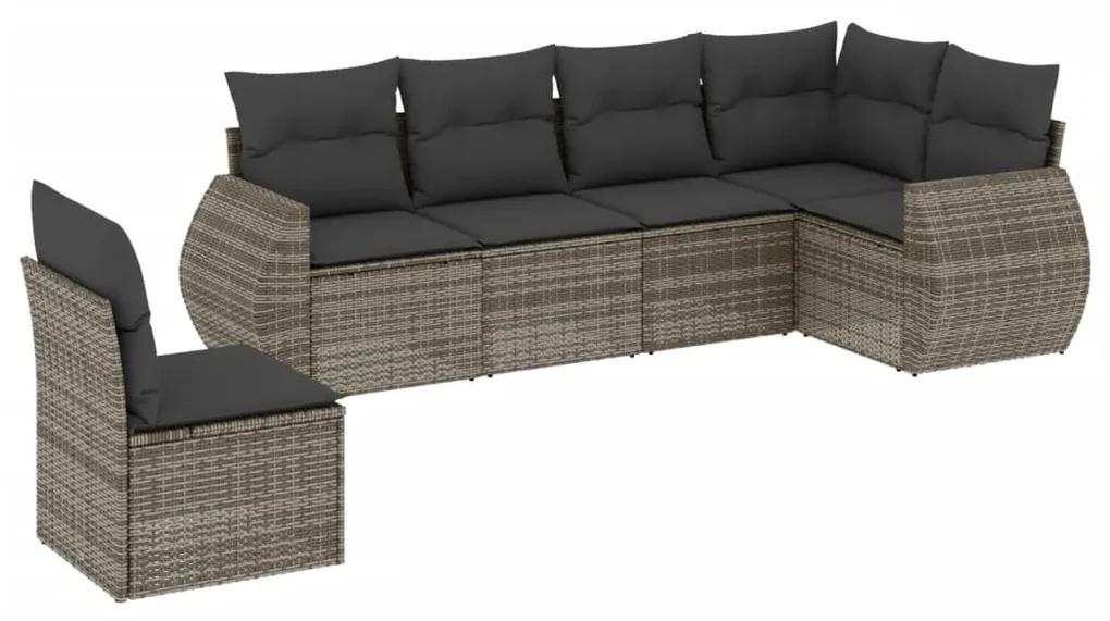 Set divano da giardino 6 pz con cuscini grigio in polyrattan