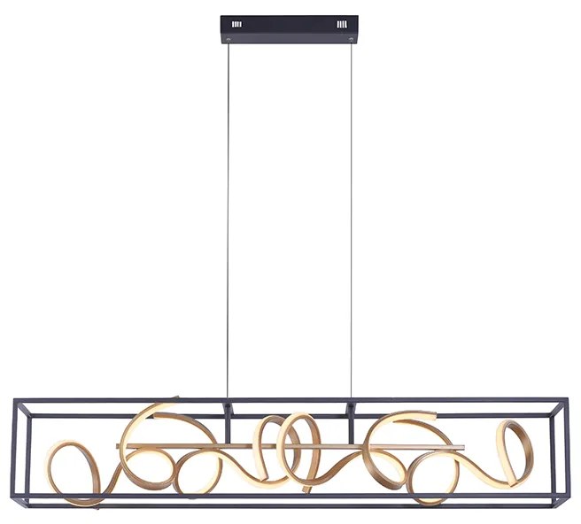Lampada a sospensione di design nera con oro dimmerabile inclusa LED - Krisscross Cage