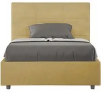 Letto imbottito 1 piazza e mezza 120x210 cm Mika - Con rete,Microfibra,Ocra